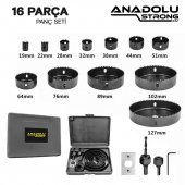 AnadoluStrong16 Parça Büyük Boy Panç Seti Ahşap Buat Kartonpiyer Alçıpan Delik Açma Oyuk Açma - 4