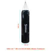 Desfabe Boxing Star 180x38 Cm Zincirli Boks Kum Torbası Siyah+Askı Aparatı+Boks Eldiveni - 3