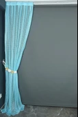 KARDELEN MODEL TURKUAZ RENK TEK KANAT Pileli Fon Perde 75*260 cm thumbnail 4