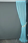 KARDELEN MODEL TURKUAZ RENK TEK KANAT Pileli Fon Perde 75*260 cm thumbnail 5