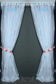 YARIM ORGANZE KARELİ MAVİ MODEL BEYAZ RENK TEK KANAT Hazır dikilmiş Pileli Fon Perde 300*260 cm thumbnail 6