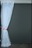 YARIM ORGANZE KARELİ MAVİ MODEL BEYAZ RENK TEK KANAT Hazır dikilmiş Pileli Fon Perde 300*260 cm thumbnail 4