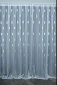 YARIM ORGANZE KARELİ MAVİ MODEL BEYAZ RENK TEK KANAT Hazır dikilmiş Pileli Fon Perde 300*260 cm thumbnail 1