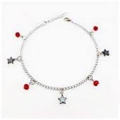 Hematit Doğal Taş & Kırmızı Kristal Taş Kadın Yıldız Halhal - 1