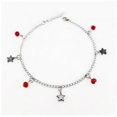 Hematit Doğal Taş & Kırmızı Kristal Taş Kadın Yıldız Halhal - 2