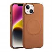 KNY Apple İphone 14 Plus Kılıf Magsafeli Suni Deri Derix Kapak Kahverengi - 1