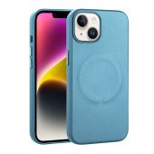 KNY Apple İphone 14 Plus Kılıf Magsafeli Suni Deri Derix Kapak Mavi - 1