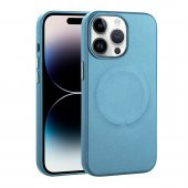 KNY Apple İphone 14 Pro Kılıf Magsafeli Suni Deri Derix Kapak Mavi - 1