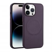 KNY Apple İphone 14 Pro Kılıf Magsafeli Suni Deri Derix Kapak Mor - 1