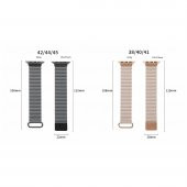 KNY Apple Watch 42 MM İçin Bakla Desenli Mıknatıslı Suni Deri Kordon-Kayış Krem - 2