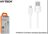 Hytech HY-X89 2m 2.4A Micro Usb Beyaz Şarj Kablosu - 1