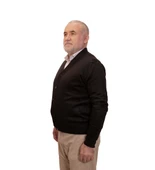 KEHİLA Erkek Siyah Baba Hırkası Önden Zarif Düğmeli Klasik Çift Cepli Rahat Kesim Ince Yün Triko - 2