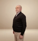 KEHİLA Erkek Siyah Baba Hırkası Önden Zarif Düğmeli Klasik Çift Cepli Rahat Kesim Ince Yün Triko - 5