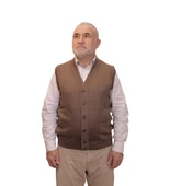 KEHİLA Erkek Kahverengi Baba Yeleği Önden Zarif Düğmeli Klasik Çift Cepli Rahat Kesim Ince Yün Triko - 3