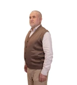 KEHİLA Erkek Kahverengi Baba Yeleği Önden Zarif Düğmeli Klasik Çift Cepli Rahat Kesim Ince Yün Triko - 2