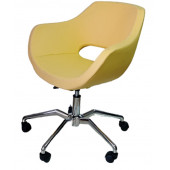 Ofis Koltuğu Döküm Süngerli Sarı Renk Suni Deri Örümcek Yıldız Ayaklı - 4