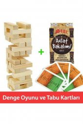 54 Parça Denge Oyunu Ve Anlat Bakalım Tabu Kartları Aile Eğlence Seti - 1