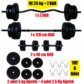 28 Kg Z-Bar Halter Seti Ve Dambıl Seti - 2