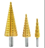 Paslanmaz 3 lü Kademeli Matkap Ucu Sac Delme Seti 3 Parça Kademeli Uç - 1