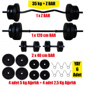 Aydın Sport 38 Kg Z-Bar Halter Seti Ve Dambıl Seti - 2