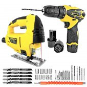 Anadolu Strong Çift Akülü Matkap ve Dekupaj Seti 12 V Matkap 650 w Lazerli Dekupaj ve Uç Setleri - 1