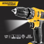Anadolu Strong ANS1081  24 W Çift Akülü Li-ion Bataryalı Yüksek Torklu  Aksesuarlı Vidalama  Matkap - 4