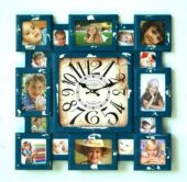 MBA MUTFAK SAATLERİ SERİSİ-MB FOTOĞRAF ÇERÇEVELİ LACİVERT TEMALI DUVAR SAATİ-50*50 CM - 1