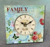 MBA MUTFAK SAATLERİ SERİSİ-MB KARE FAMILY TEMALI DUVAR SAATİ-KÜÇÜK-16x16x3 CM - 1