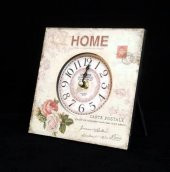 MBA MUTFAK-AHŞAP SAATLER-Saatler-MB KARE HOME TEMALI DUVAR SAATİ-KÜÇÜK-16x16x3 CM - 1