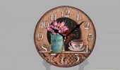 MBA MUTFAK-AHŞAP SAATLER-Saatler-MB YUVARLAK CAFE TEMALI DUVAR SAATİ-KÜÇÜK-18x18x3 CM - 1