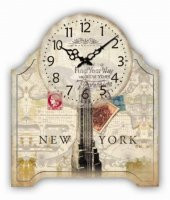 MBA MUTFAK-AHŞAP SAATLER-Saatler-MB NEW YORK TEMALI DUVAR SAATİ-KÜÇÜK-24x19,5x3 CM - 1