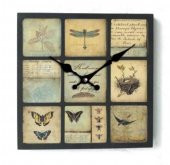 MBA MUTFAK-AHŞAP SAATLER-Saatler-MB KARE KANATLILAR TEMALI DUVAR SAATİ-KÜÇÜK-30x30x3,5 CM - 1