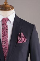 Sarar Interview Koyu Lacivert Slim Fit Takım Elbise - 5