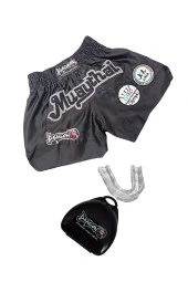 Dragondo Muay Thai Federasyon Onaylı Nakışlı Maç Şortu ve Şeffaf Dişlik 2'li Set thumbnail 1