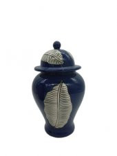 Crearthome Lacivert Üzeri Yaprak Desenli 27 cm Şah Küp SZR-KVZ-007 - 1
