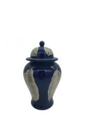Crearthome Lacivert Üzeri Yaprak Desenli 27 cm Şah Küp SZR-KVZ-007 - 2