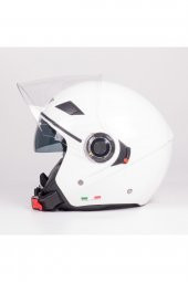 Sway 702b Yarım Kask Parlak Beyaz Güneş Vizörlü - 2