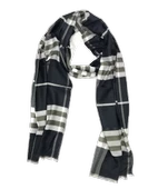 Burberry Ekose Desen %80 Yün , %20 Ipek,siyah Beyaz Kareli Şal 70x250 Cm Exaggerated Check - 2