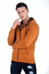 Kapüşonlu Fermuarlı Hoodie İçi Polarlı Kalın Sweathirt - 5