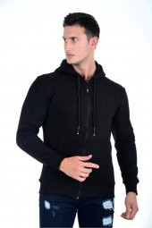 Kapüşonlu Fermuarlı Hoodie İçi Polarlı Kalın Sweathirt - 6