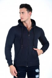 Kapüşonlu Fermuarlı Hoodie İçi Polarlı Kalın Sweathirt - 1