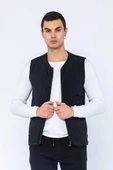 Erkek Regular Fit Bomber Yaka Fermuarlı Çok Cepli Kapitone Spor Yelek - 3