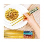 Chopstick Japon Çin Yemek Çubuğu 5 Çift Yıkanabilir Bambu - 3