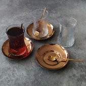Paşabahçe 42901 Elysia Rose Gold Çay Bardak ve Kaşık Takımı- 18 Parça - 2