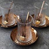Paşabahçe 42901 Elysia Rose Gold Çay Bardak ve Kaşık Takımı- 18 Parça - 5