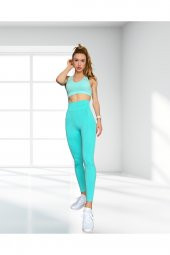 Seamless Toparlayıcı Mint Spor Tayt - 3