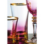 Kcd Soprano Pembe Kesme El Dekor Yaldızlı 6 Adet Desenli Su ve Meşrubat Bardak Takımı thumbnail 1