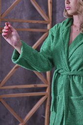 Sofia - Ekstra Yumuşak, Modern ve Özel Tasarım Pamuklu Kapüşonlu Bornoz - 10