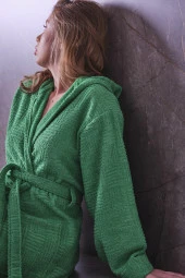 Sofia - Ekstra Yumuşak, Modern ve Özel Tasarım Pamuklu Kapüşonlu Bornoz - 7