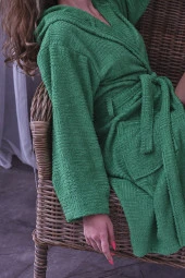 Sofia - Ekstra Yumuşak, Modern ve Özel Tasarım Pamuklu Kapüşonlu Bornoz - 11